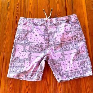 Fresh Prints Of Bel-Air Ladies Shorts Lavender With Black Designs Size 5XL